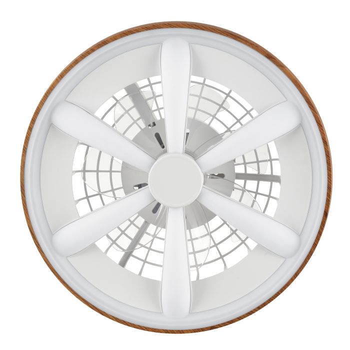 Kunststof plafondventilator hout, Roos, 48W, RGBW LED, met afstandsbediening