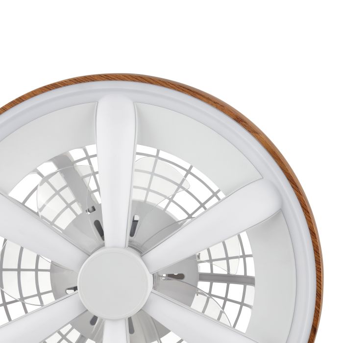 Kunststof plafondventilator hout, Roos, 48W, RGBW LED, met afstandsbediening