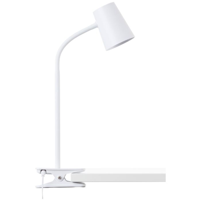 Kunststof klemlamp wit, Musab, 7W, 3000K LED, 3-staps dimbaar