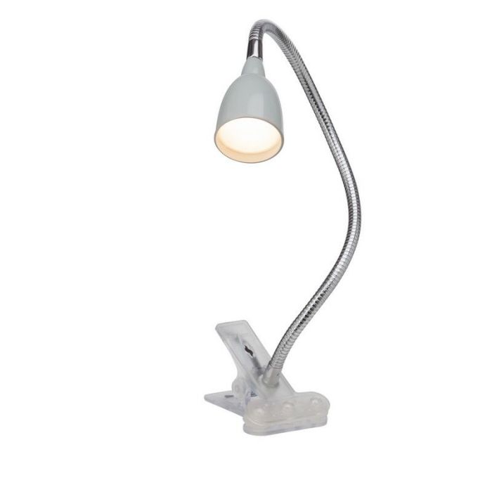 Kunststof klemspot grijs, Kit, 2,4W, 3000K LED, met schakelaar