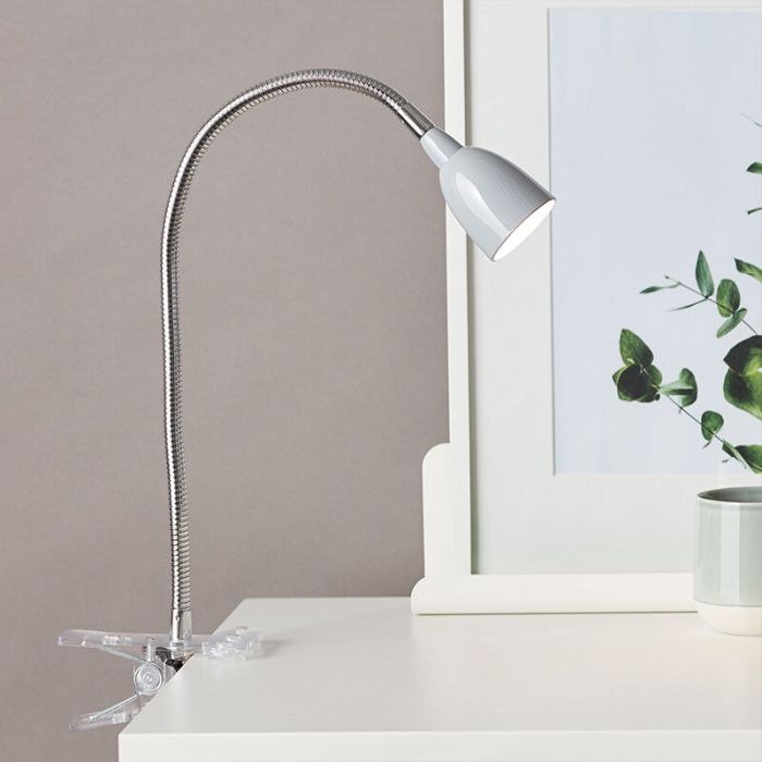 Kunststof klemspot grijs, Kit, 2,4W, 3000K LED, met schakelaar