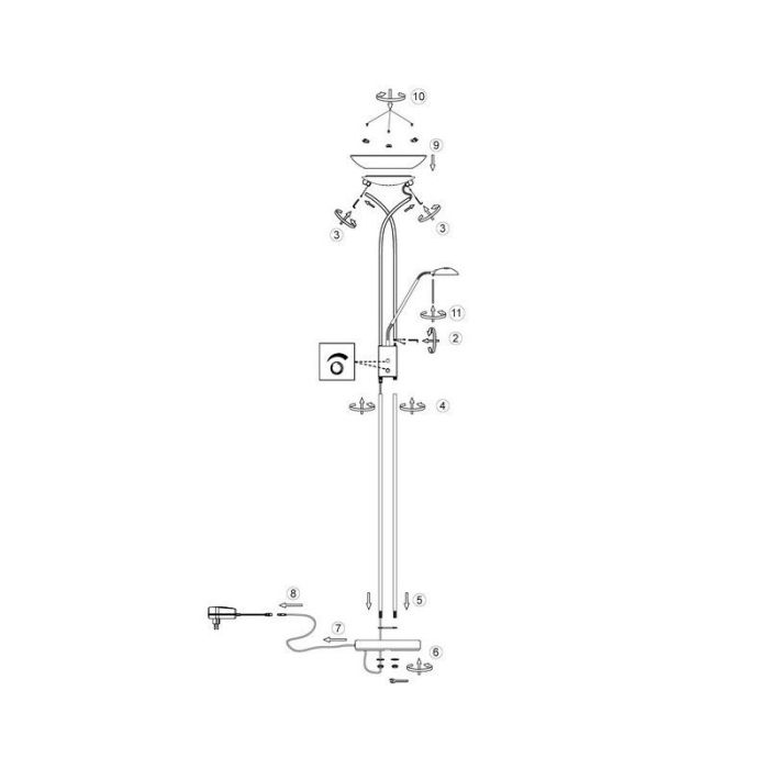 Moderne staande leeslamp chroom, Joann, 18W, 3000K LED, met schakelaar