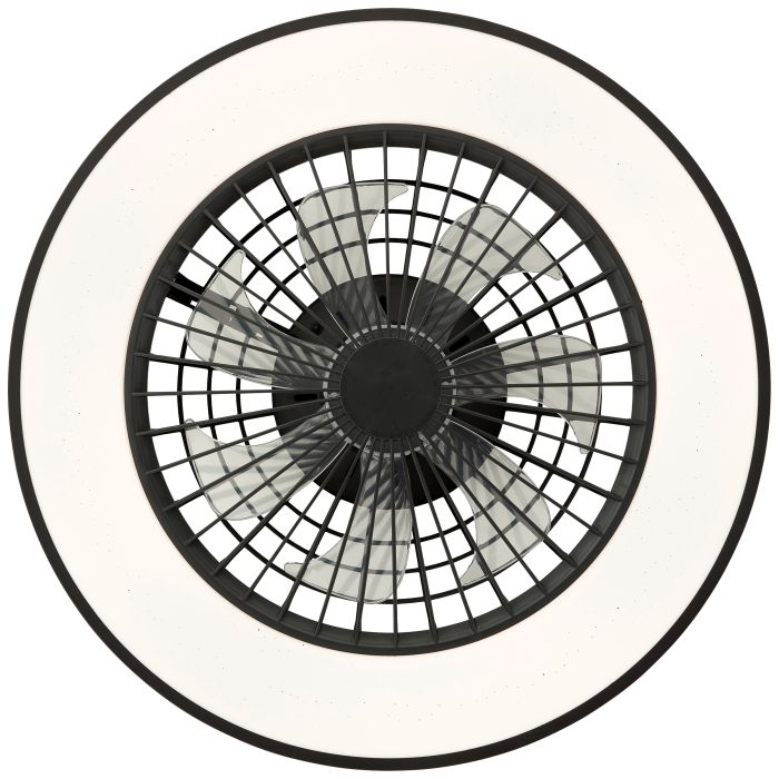 Moderne plafondventilator zwart, Yasir, 40W, RGBW LED, met afstandsbediening