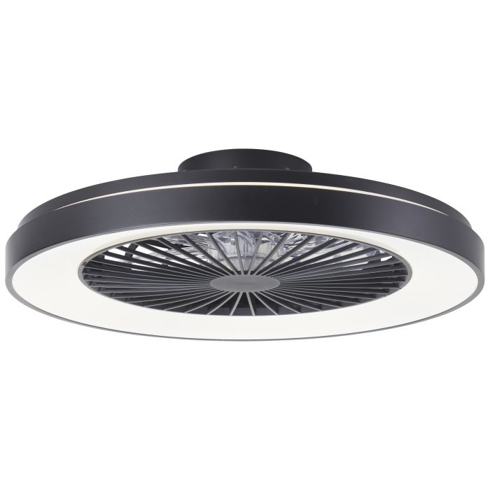Moderne plafondventilator zwart, Yasir, 48W, RGBW LED, met afstandsbediening