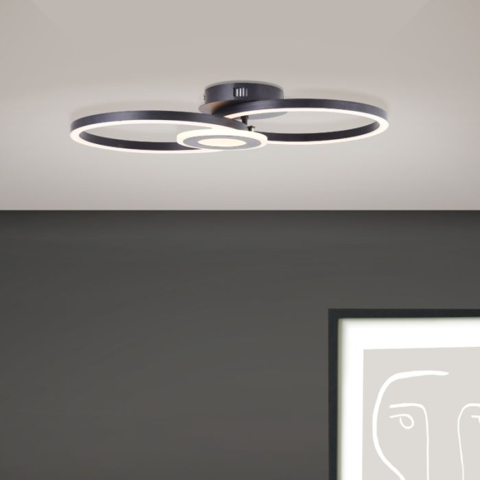 Design plafondlamp zwart, Volkert, 24W, 3000K LED