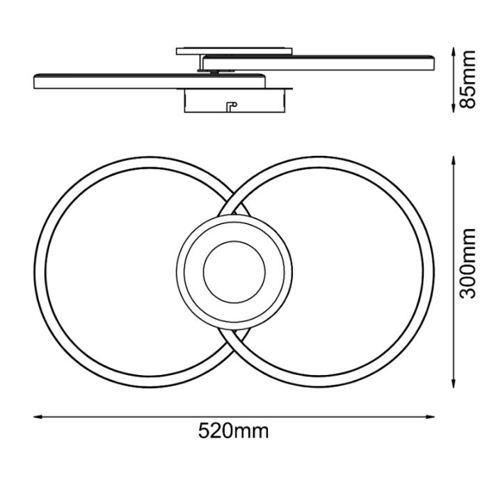 Design plafondlamp zwart, Volkert, 24W, 3000K LED