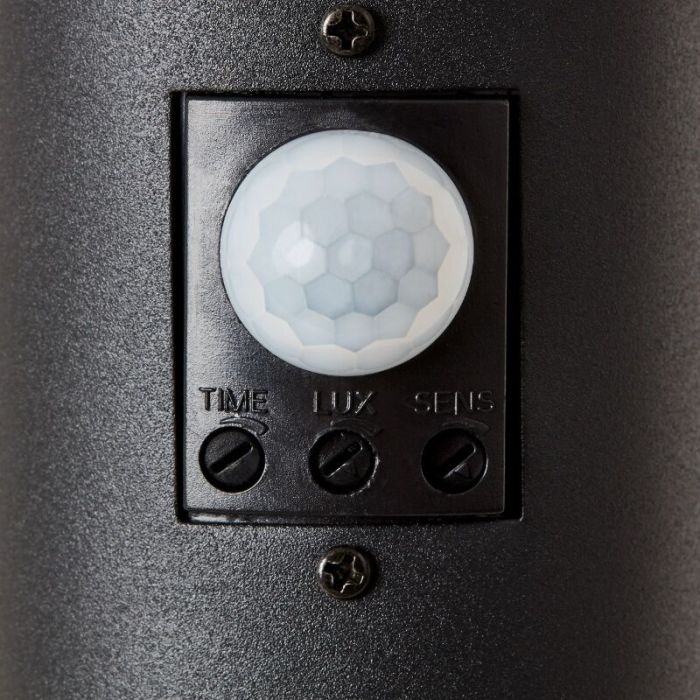 Metalen staande buitenlamp met bewegingssensor zwart, Meis, IP44
