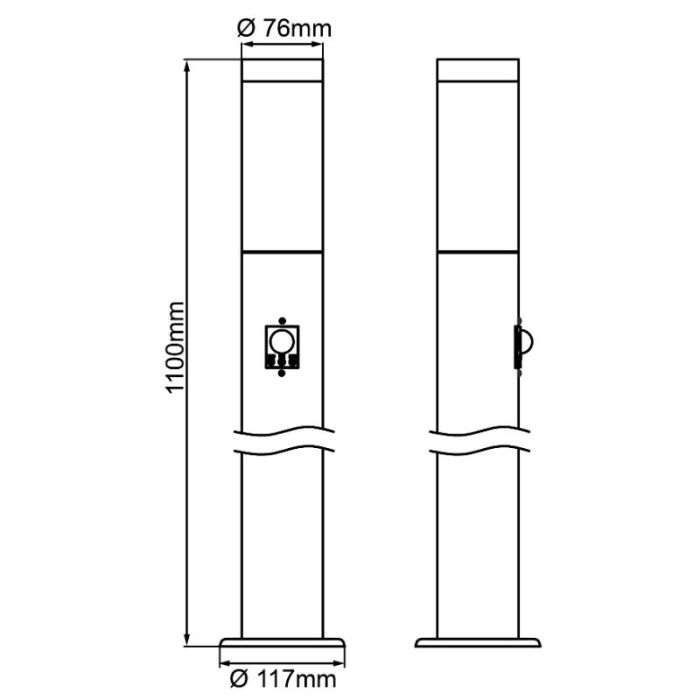 Metalen staande buitenlamp met bewegingssensor zwart, Meis, IP44