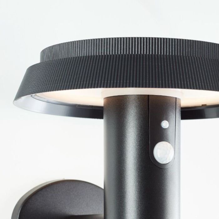 Metalen buiten wandlamp op zonne-energie zwart, Ridvan, 4W, 3000K LED, IP44