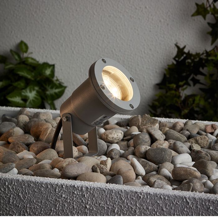 Grijze prikspot Shanna, Metaal, 3W warm wit LED
