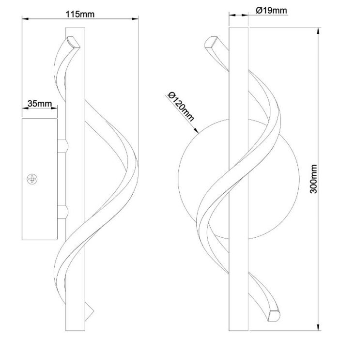 Design wandlamp zwart, Mateusz, 6W, 4000K LED