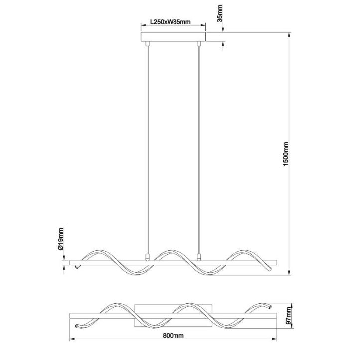 Design hanglamp zwart, Mateusz, 18W, 4000K LED
