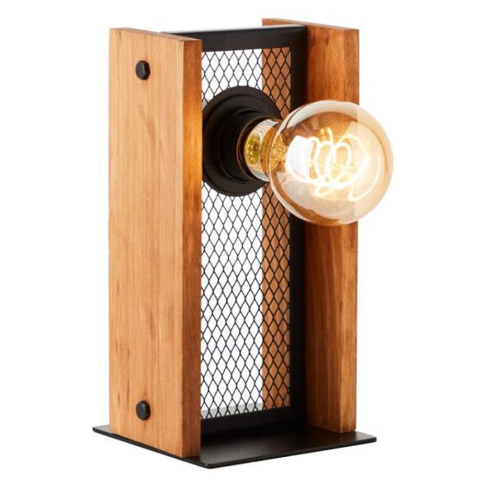 Houten tafellamp bruin, Rasha, met schakelaar