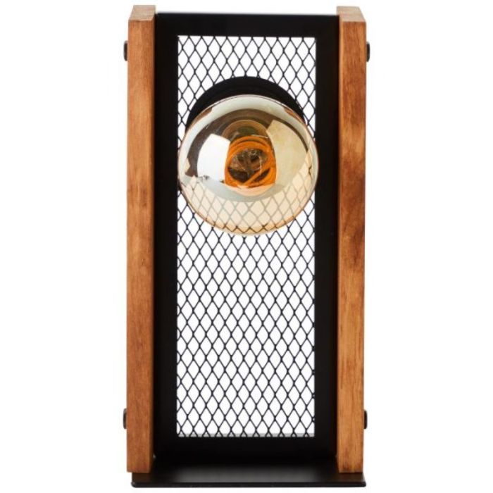Houten tafellamp bruin, Rasha, met schakelaar