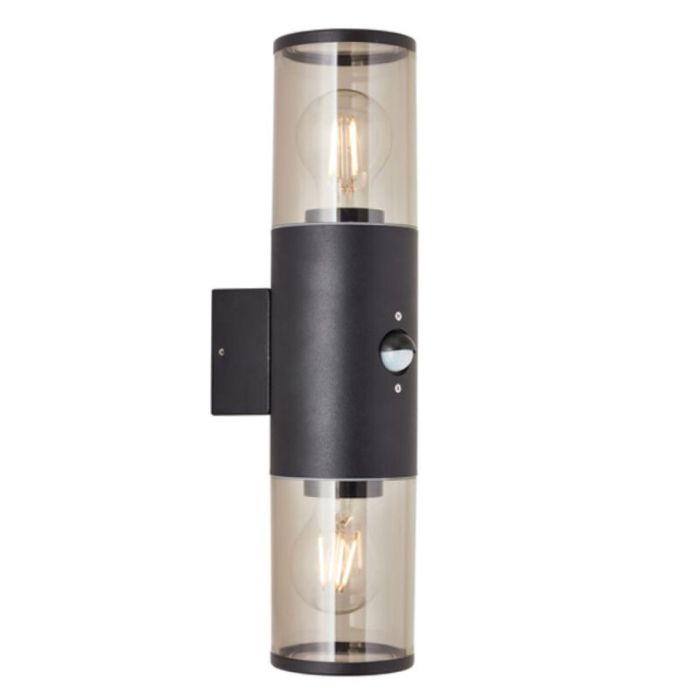 Moderne buiten wandlamp met bewegingssensor zwart, Sherwin, IP44