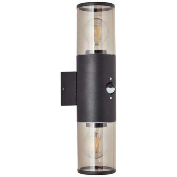 Moderne buiten wandlamp met bewegingssensor zwart, Sherwin, IP44
