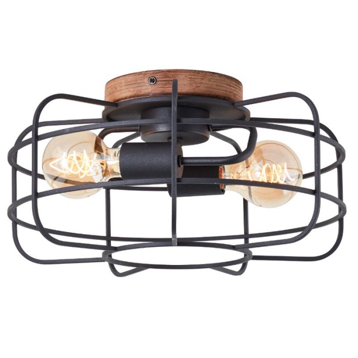 Houten plafondlamp zwart, Taede