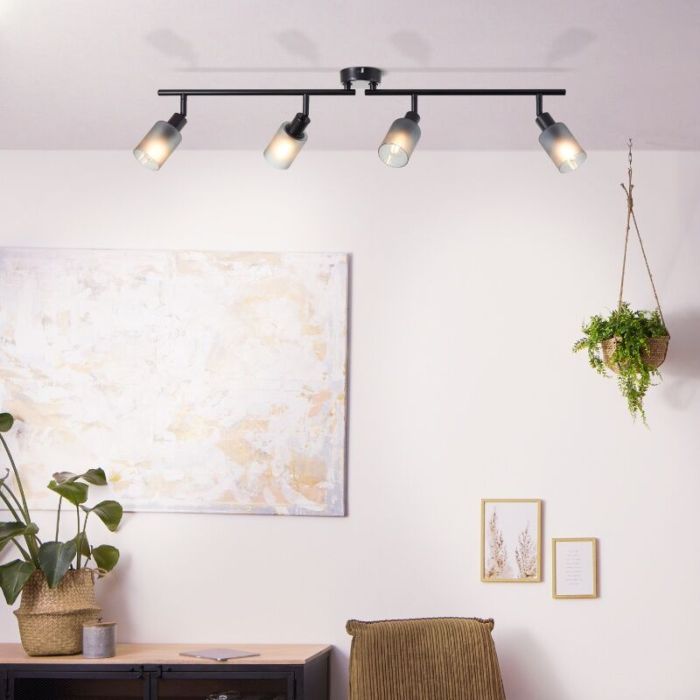 Glazen plafondspot zwart, Fanny