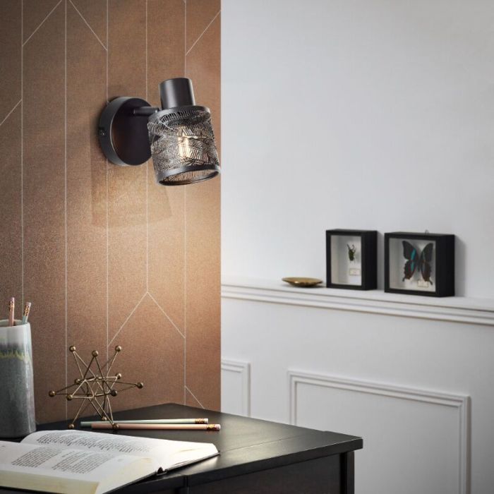Industriële wandspot zwart, Raquel