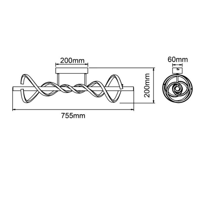 Moderne plafondlamp zwart, Quang, 16W, 3000K LED