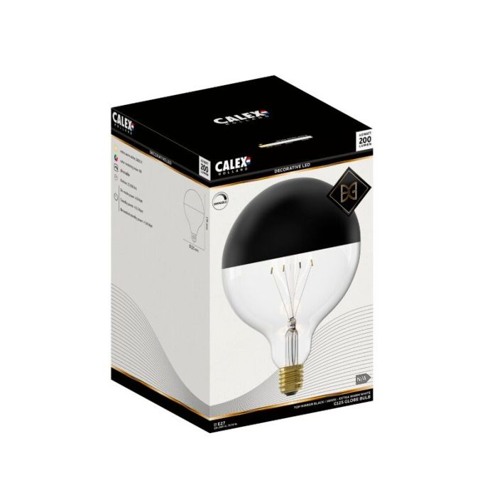 Dimbare Calex E27 kopspiegel LED lamp zwart, 4W, 1800K