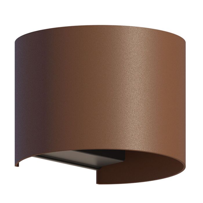 Roestkleurige up down wandlamp aluminium, Dion, 7W, 3000K LED, IP54
