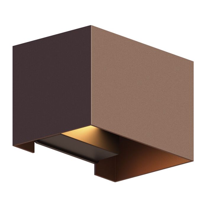 Roestkleurige up down wandlamp aluminium, Dion, 7W, 3000K LED, IP54