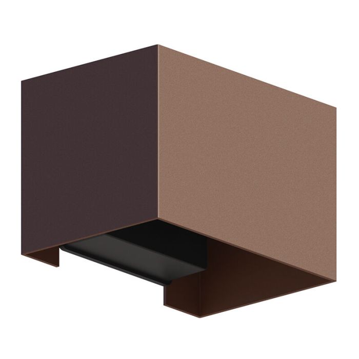 Roestkleurige up down wandlamp aluminium, Dion, 7W, 3000K LED, IP54