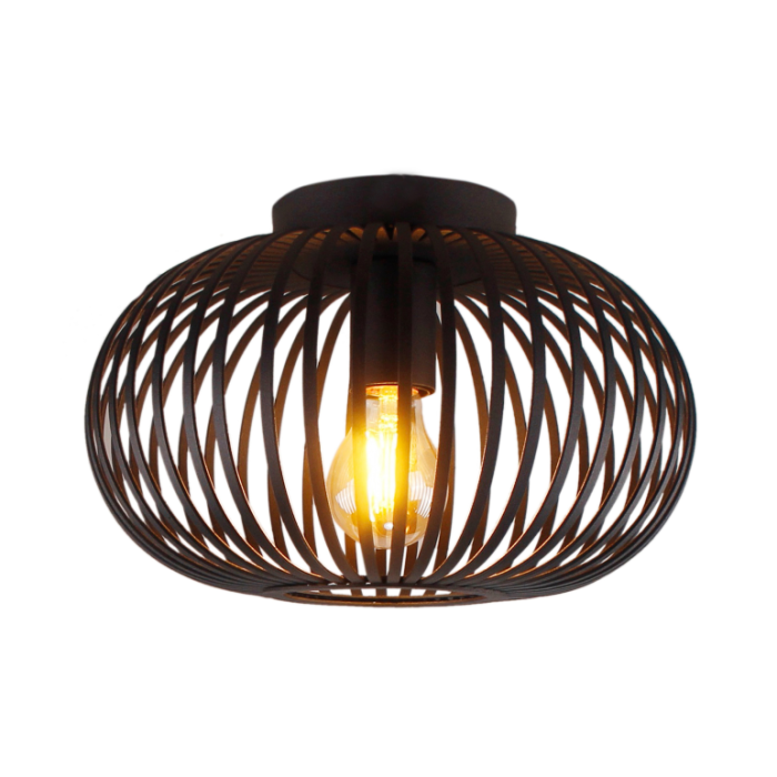 Industriële plafondlamp zwart, Curvato