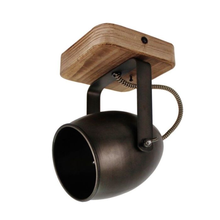 Zwarte plafondspot Chanice, metaal, vintage