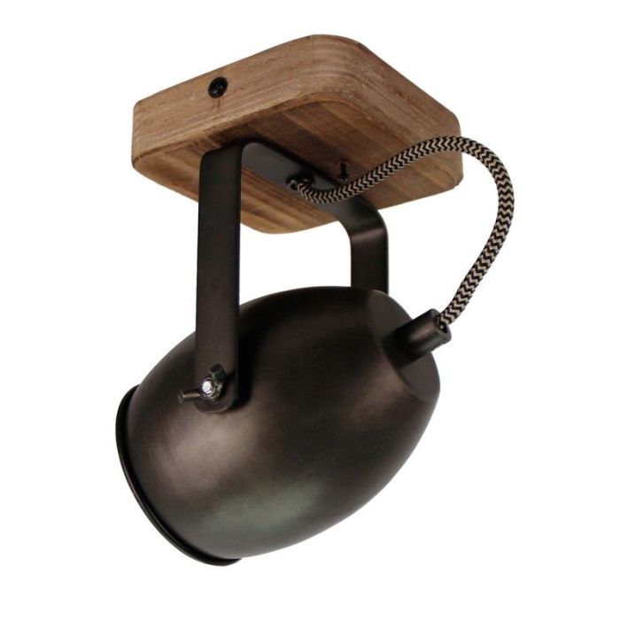 Zwarte plafondspot Chanice, metaal, vintage