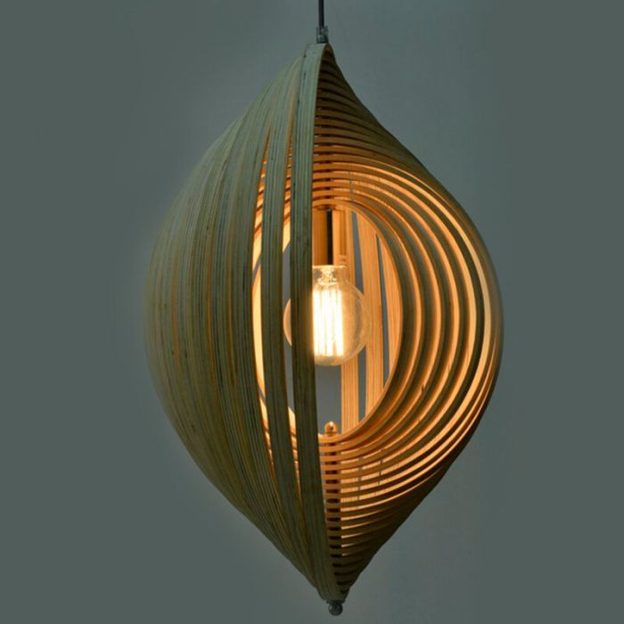 Landelijke hanglamp hout, Chislaine