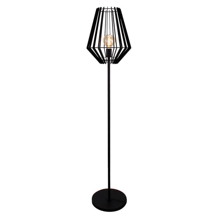 Industriële vloerlamp zwart, Annabel, met schakelaar