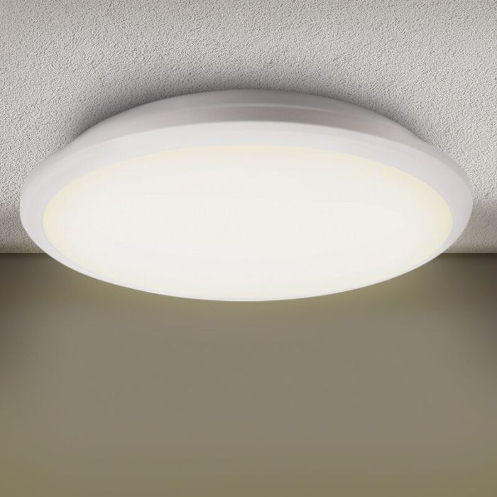 Moderne plafonniere Joachim, Mat wit, groot, met geïntegreerd LED