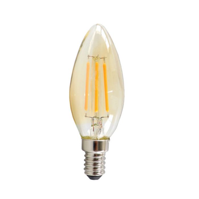 Dimbare Olucia E14 LED kaars, 3W, Amber glas, 2200k
