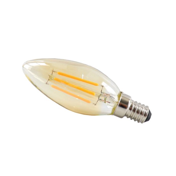 Dimbare Olucia E14 LED kaars, 3W, Amber glas, 2200k