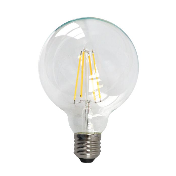 Dimbare Olucia E27 LED lamp, G95, 5W, Transparant glas, 2700k