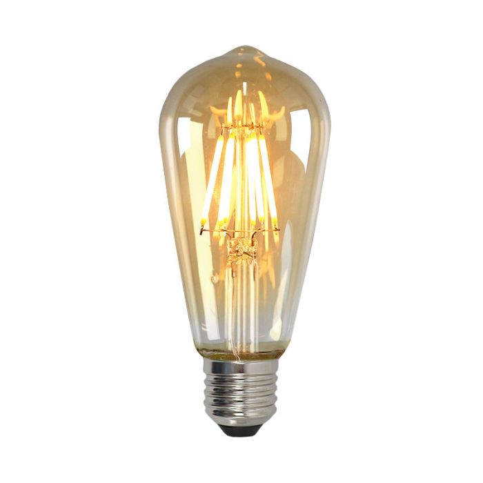 Dimbare Olucia E27 Edison LED lamp, ST58, 5W, Amber glas, 2200k