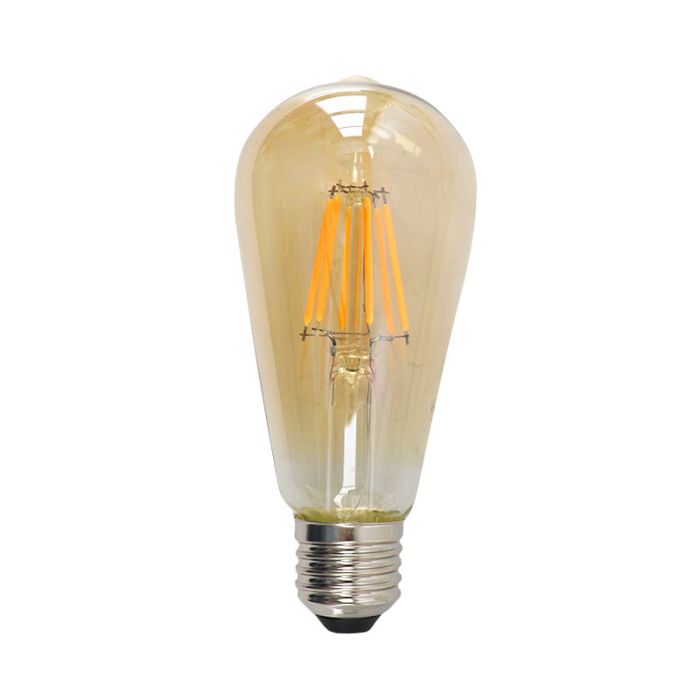 Dimbare Olucia E27 Edison LED lamp, ST58, 5W, Amber glas, 2200k