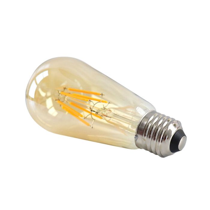 Dimbare Olucia E27 Edison LED lamp, ST58, 5W, Amber glas, 2200k