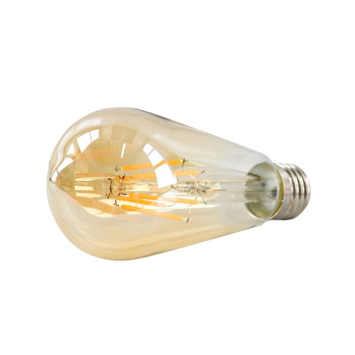 Dimbare Olucia E27 Edison LED lamp, ST58, 5W, Amber glas, 2200k