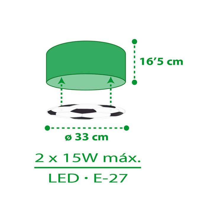Groene kinderkamer plafondlamp, Voetbal