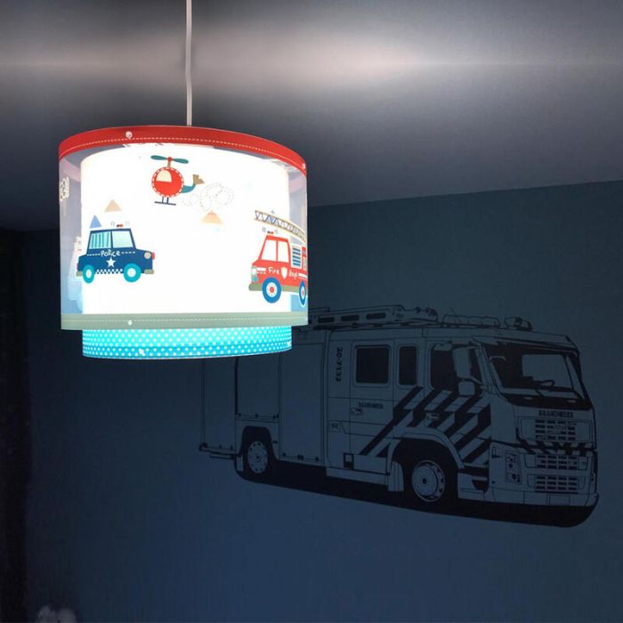 Politie hanglamp jongenskamer - Blauw Rood