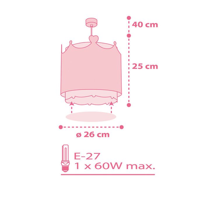 Roze kinder hanglamp Prinses, kunststof