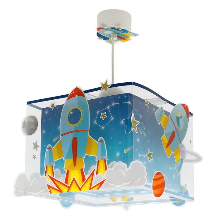 Blauwe kinderkamer hanglamp, Raket