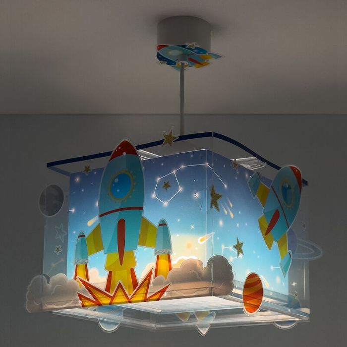 Blauwe kinderkamer hanglamp, Raket