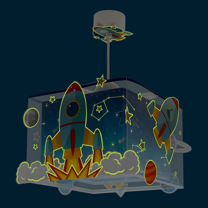 Blauwe kinderkamer hanglamp, Raket