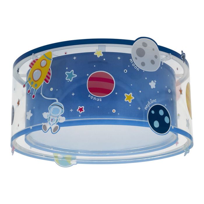 Blauwe kinderkamer plafondlamp kunststof, Planeten