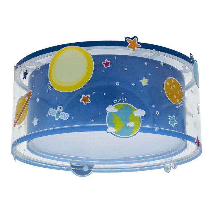 Blauwe kinderkamer plafondlamp kunststof, Planeten