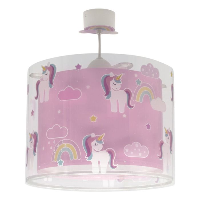 Roze kinderkamer hanglamp kunststof, Unicorn